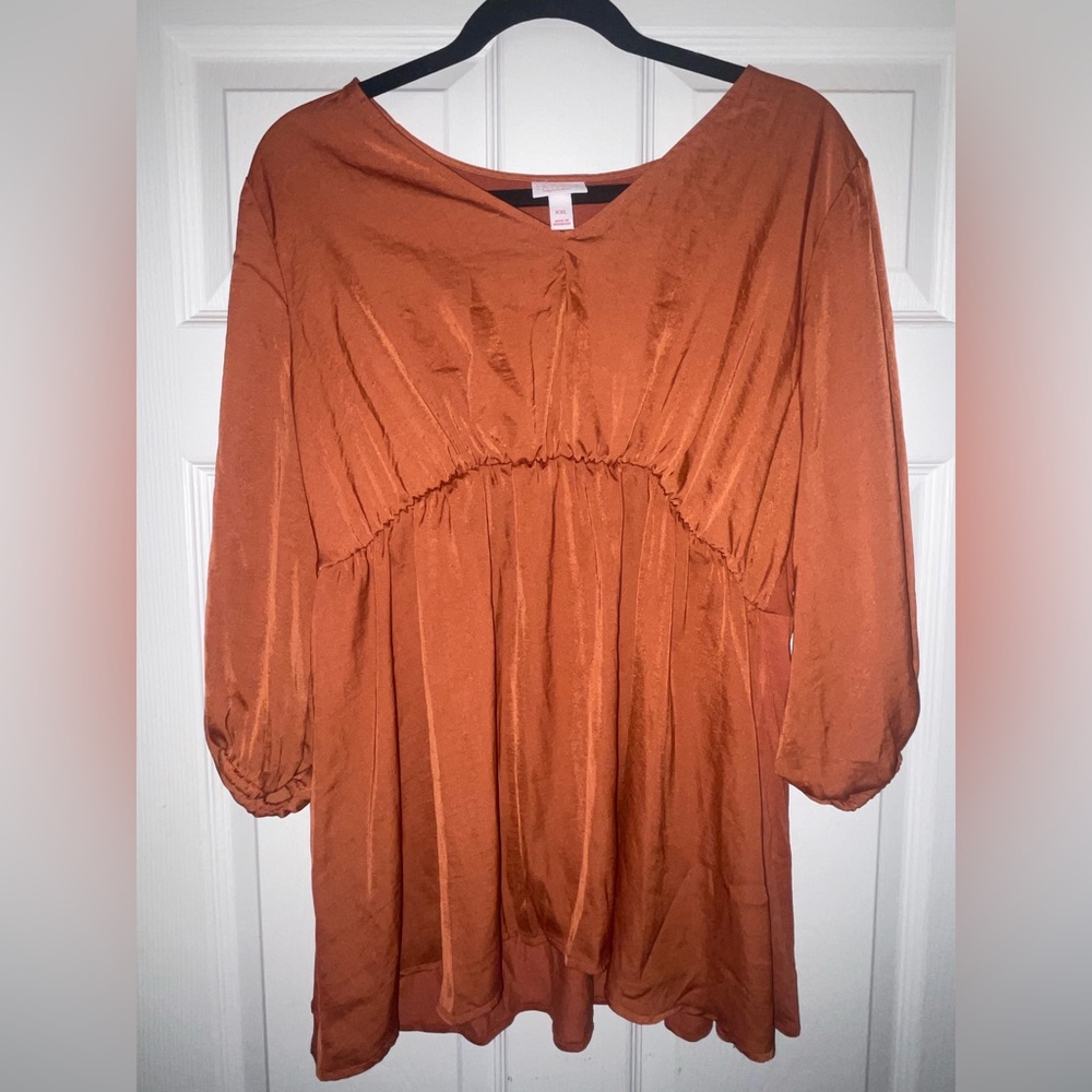 Isabel Maternity Top Empire Waist Burnt Orange